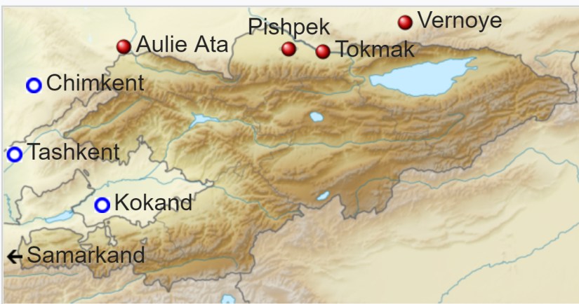 Russian expansion along the mountains of Kyrgystan 1854-1864